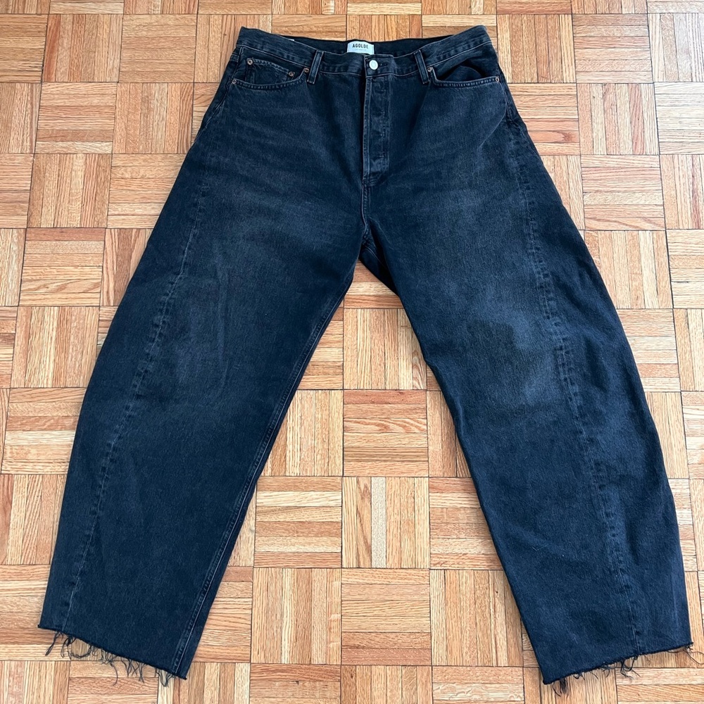 AGOLDE Luna High Rise Pieced Taper Barrel Jeans in Posses
